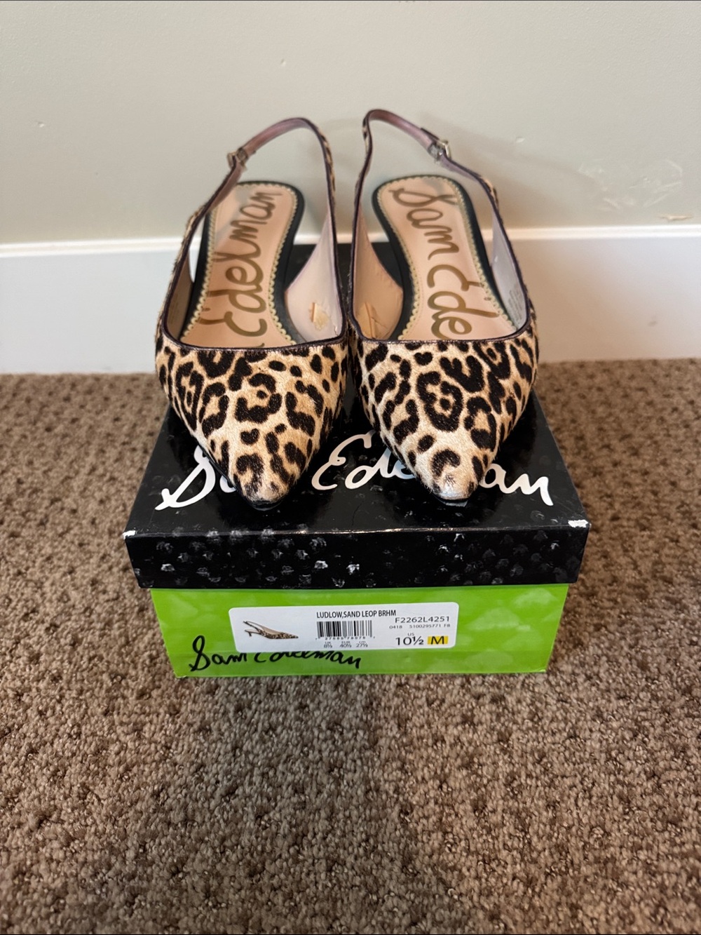 Sam Edelman Leopard Print Pointed Slingback Flats - Brown/Tan